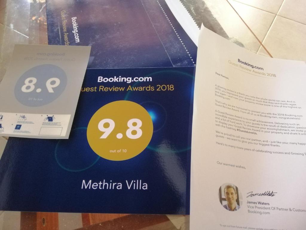 Certifikát, hodnocení, plakát nebo jiný dokument vystavený v ubytování Methira Villa