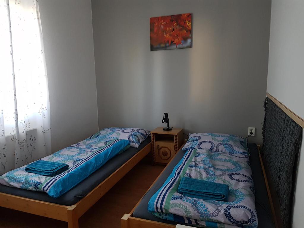 Postel nebo postele na pokoji v ubytování Fertődi Kúria Vendégház