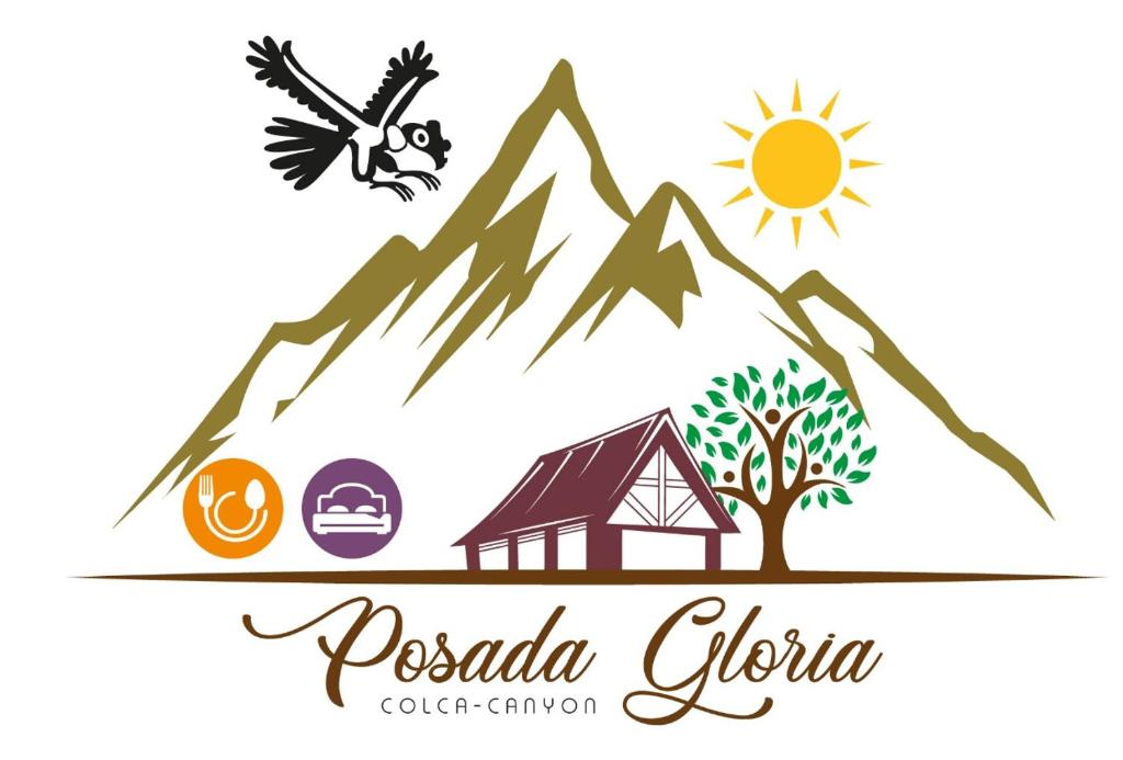 Posada Gloria في Tapay: جبل ومنزل وطيور تطير فوقه