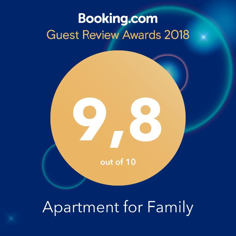 Certifikát, hodnocení, plakát nebo jiný dokument vystavený v ubytování Apartment for Family