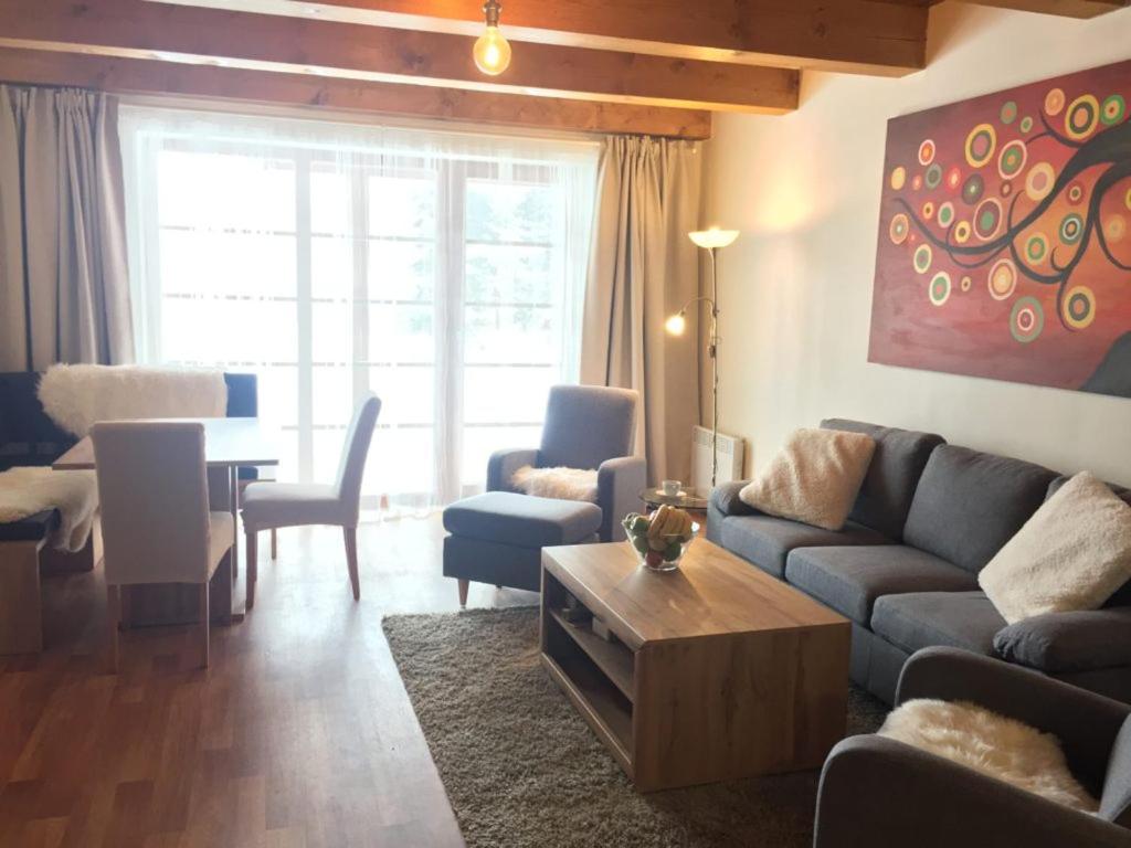 sala de estar con sofá y mesa en Apartmán Říčky 23 en Říčky