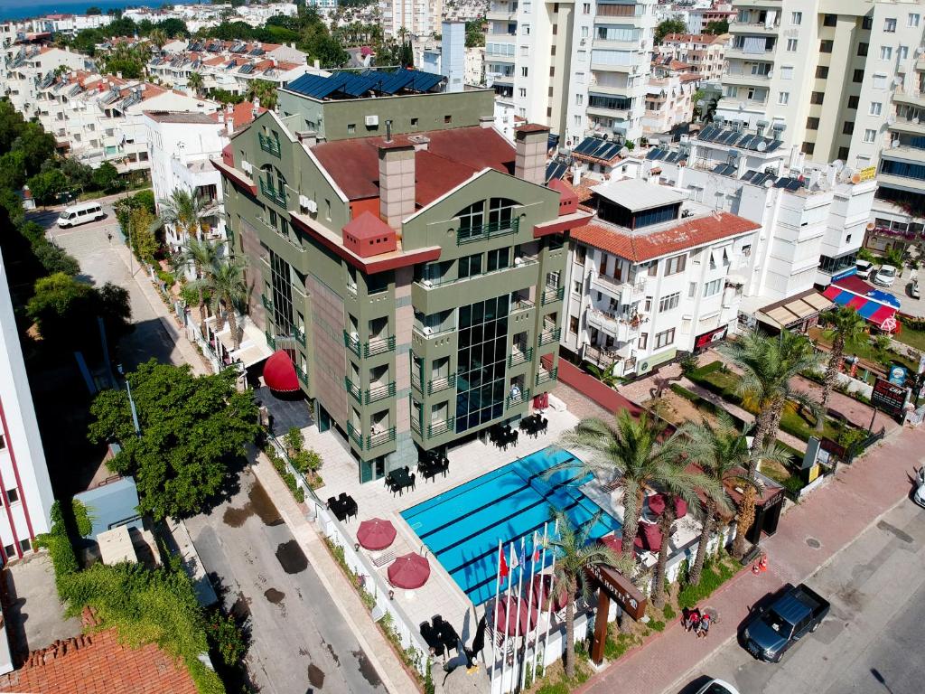 an overhead view of a building in a city at Lara Park Hotel in Antalya