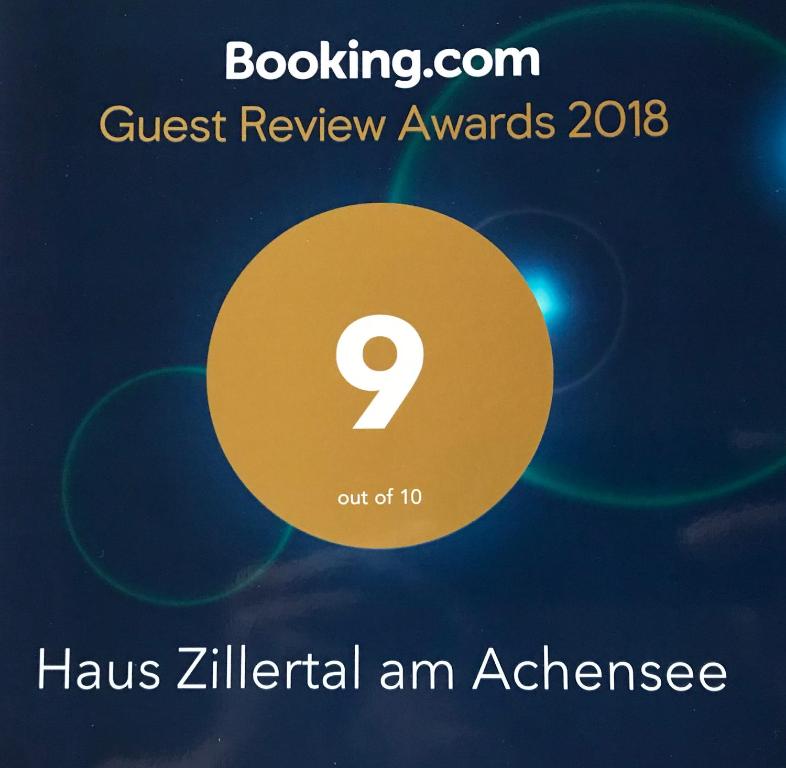 Certifikát, hodnocení, plakát nebo jiný dokument vystavený v ubytování Haus Zillertal am Achensee
