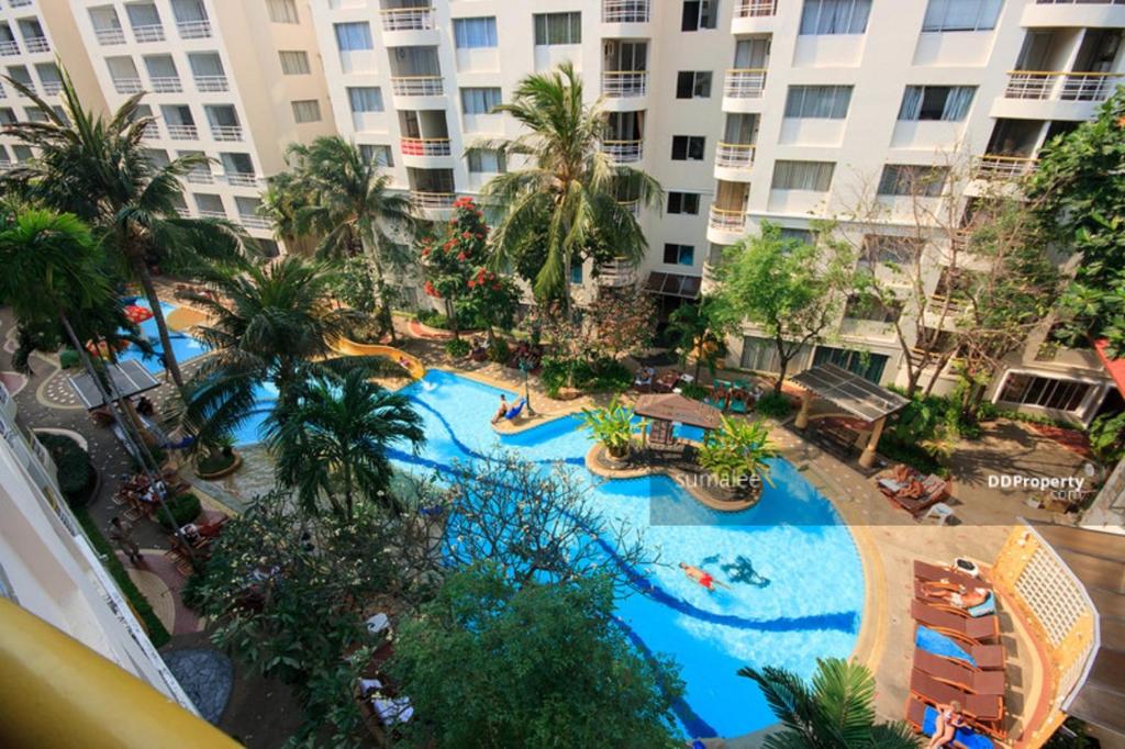 an overhead view of a swimming pool in a hotel at Sky of HinNam condominium in Hua Hin