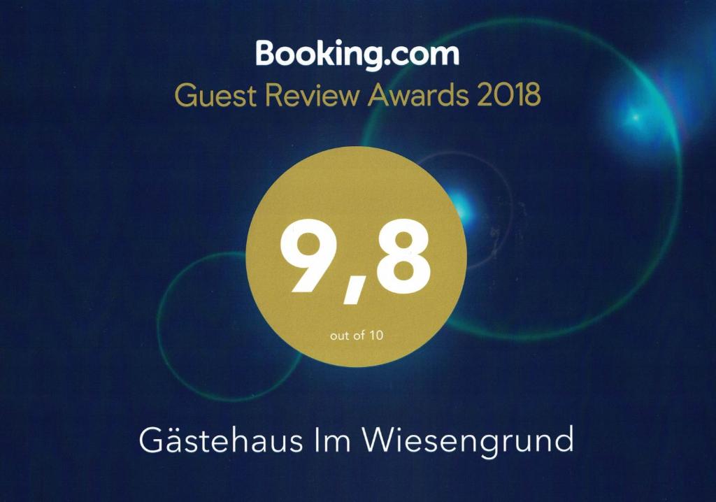 Certifikát, hodnocení, plakát nebo jiný dokument vystavený v ubytování Gästehaus im Wiesengrund