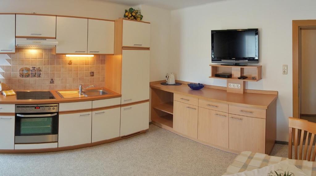 Kuchyň nebo kuchyňský kout v ubytování Gästehaus im Wiesengrund