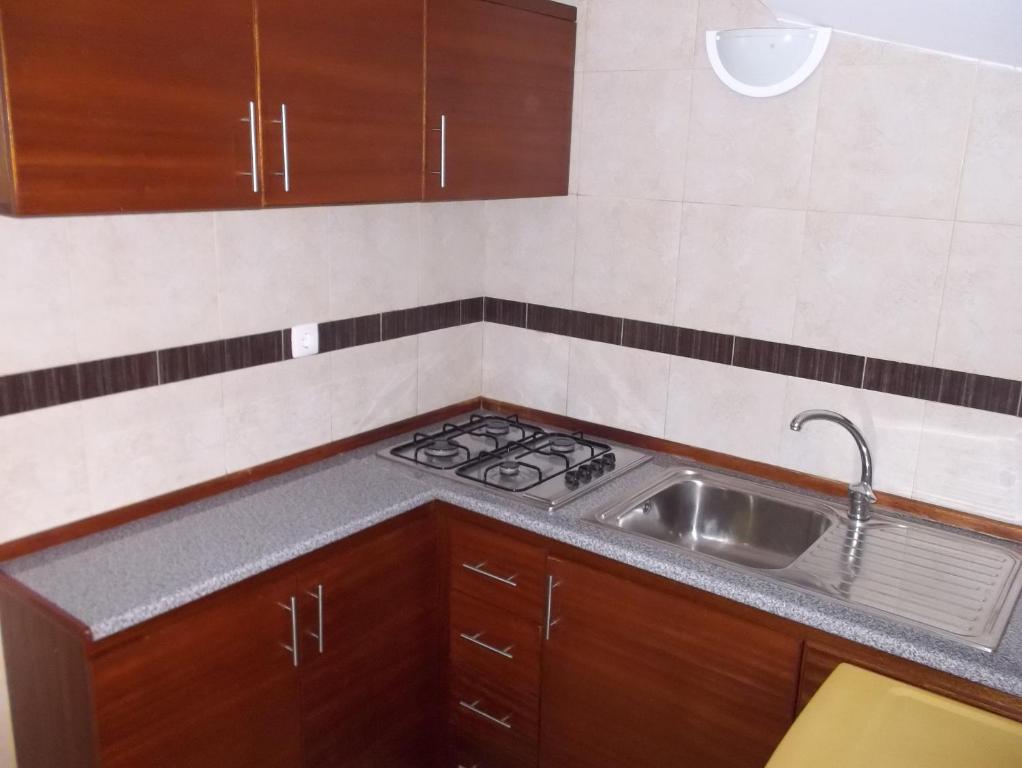 Kuchyň nebo kuchyňský kout v ubytování Basic Hotel