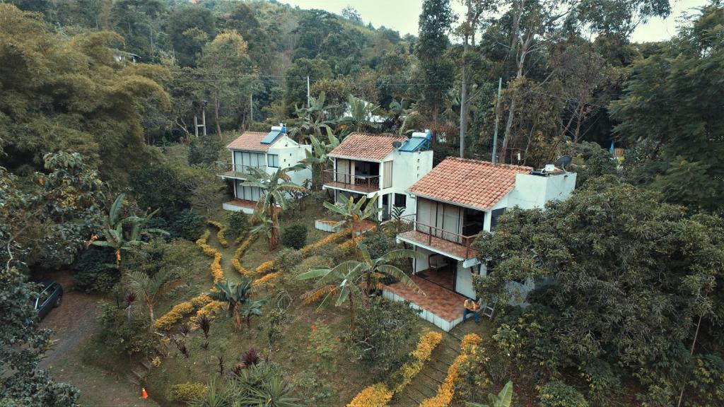 an aerial view of a house in the forest at Aire Libre Descanso in San Francisco