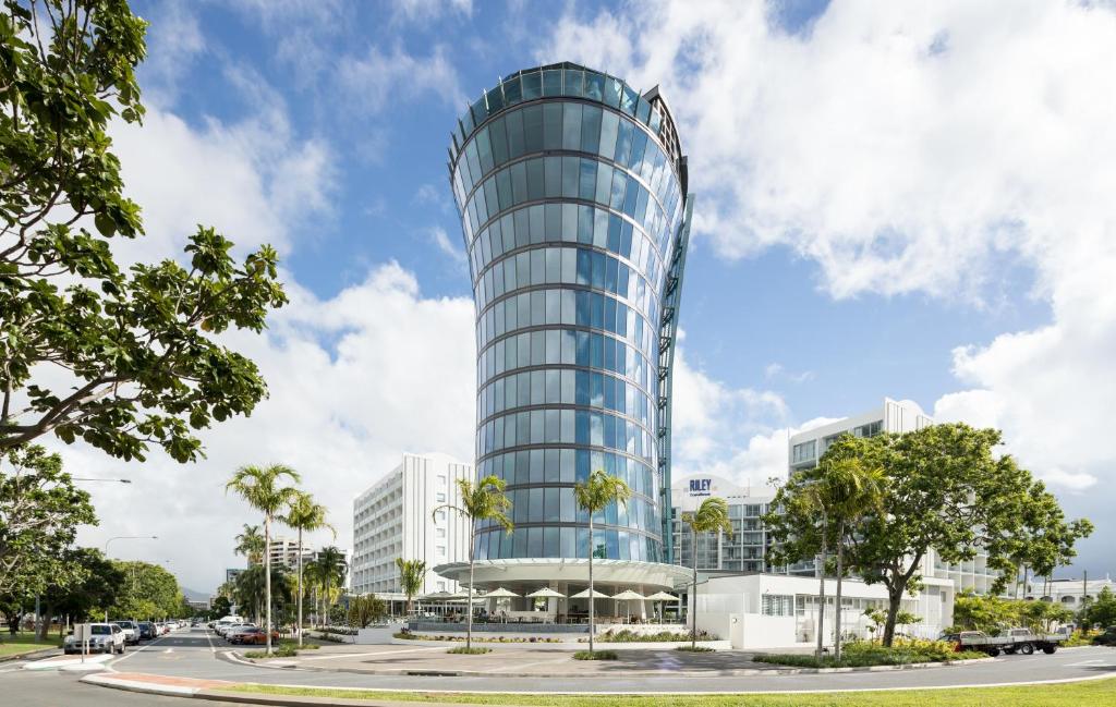 a rendering of a glass building at Crystalbrook Riley in Cairns
