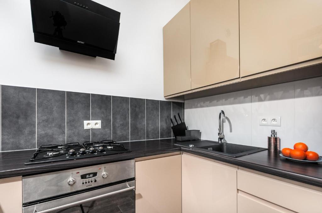 Kuchyňa alebo kuchynka v ubytovaní Apartments Madelaine Warsaw by Noclegi Renters
