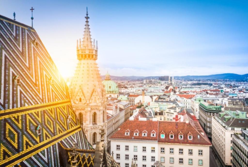Nespecifikovaný výhled na destinaci Klosterneuburg nebo výhled na město při pohledu z apartmánu