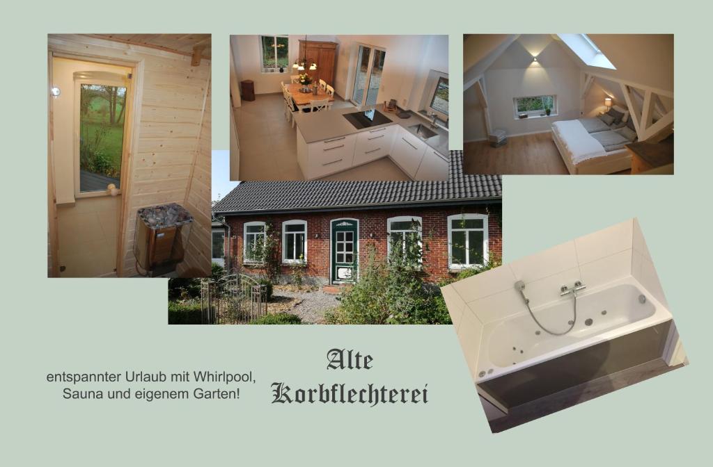 a collage of pictures of a house at Alte Korbflechterei in Hasselberg