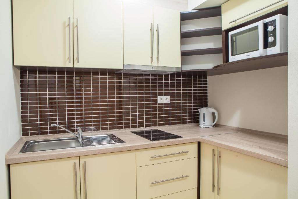 Kuchyň nebo kuchyňský kout v ubytování Apartmany Belianky