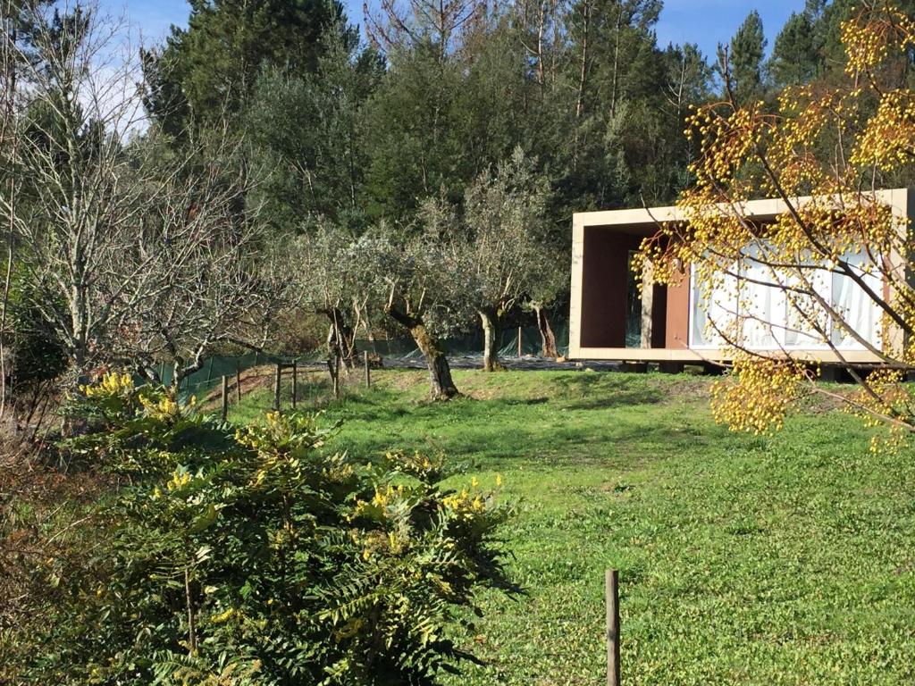 a house in the middle of a field with trees at Adore Portugal Bungalow Natureza & Vista de Serra in Lousã