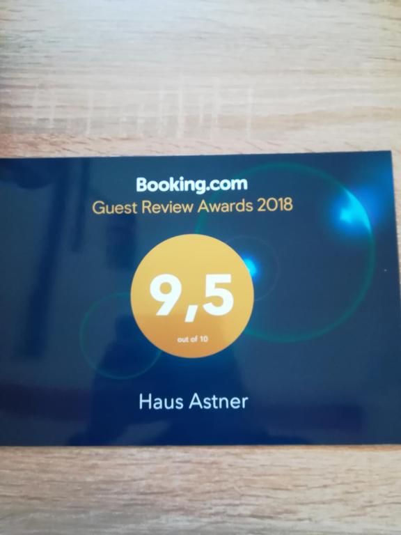 Certifikát, hodnocení, plakát nebo jiný dokument vystavený v ubytování Haus Astner