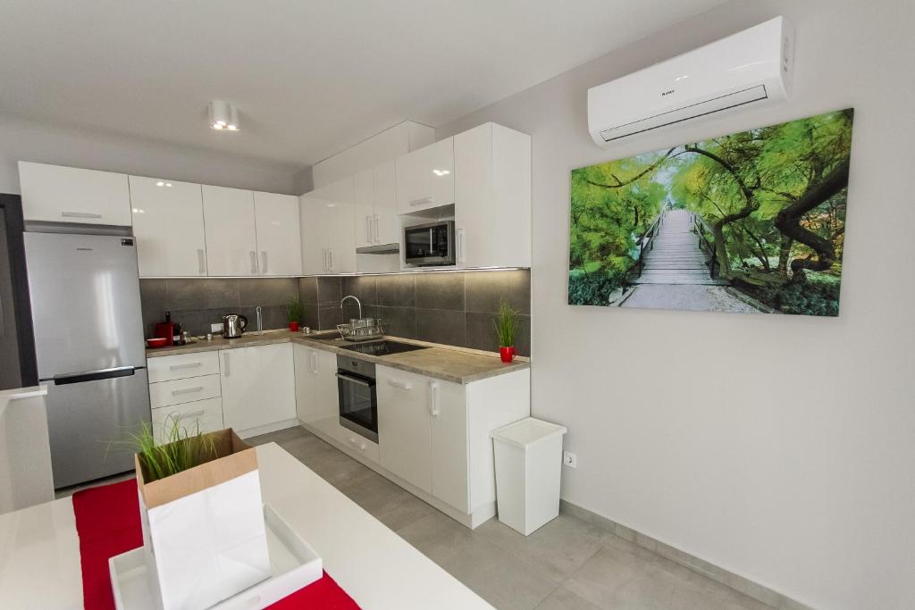 Kuchyňa alebo kuchynka v ubytovaní Grey Suites Pécs