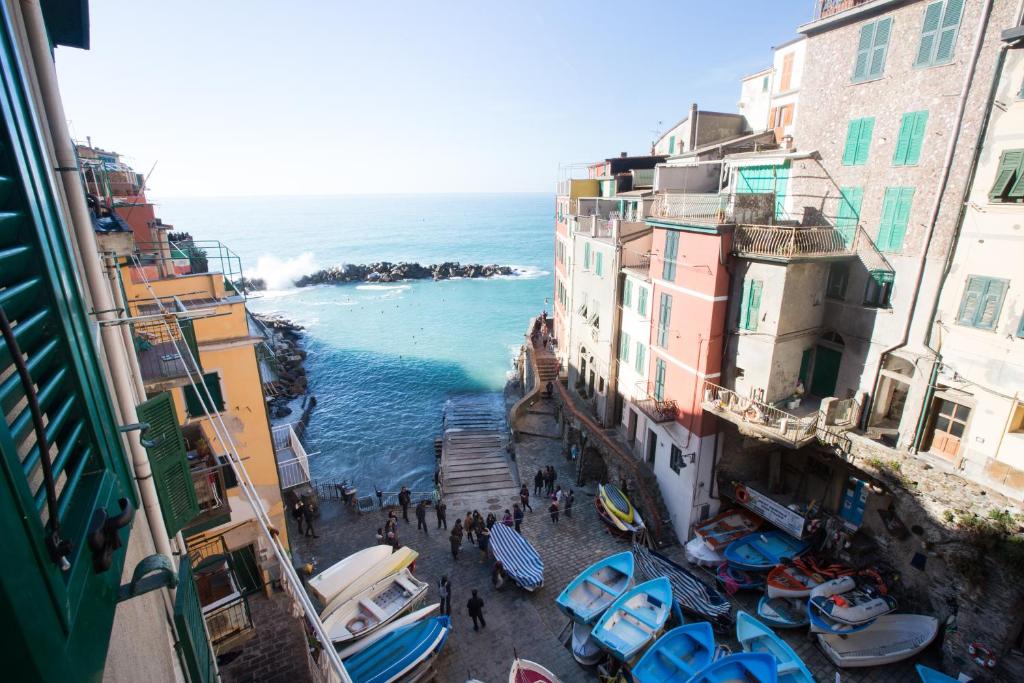a city street filled with lots of buildings at Alla Marina Affittacamere in Riomaggiore