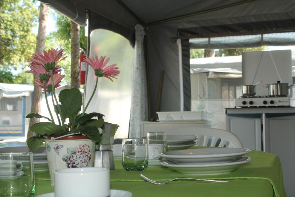 Kuchyň nebo kuchyňský kout v ubytování Camping Parco Capraro