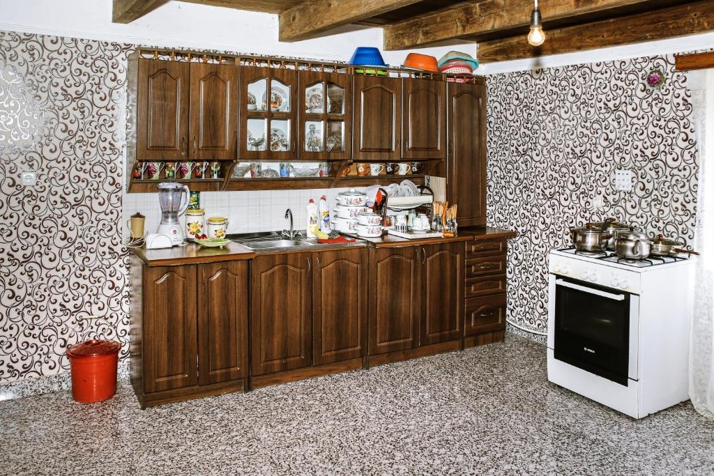 Kuchyň nebo kuchyňský kout v ubytování Daraselia Family guesthouse