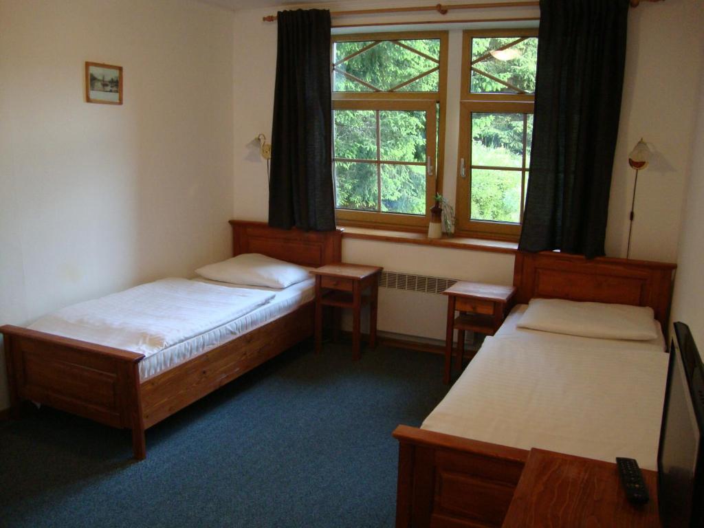Postel nebo postele na pokoji v ubytování Hotel Modrava