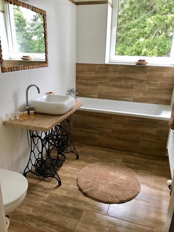 Koupelna v ubytování Apartmány Gryf Harrachov