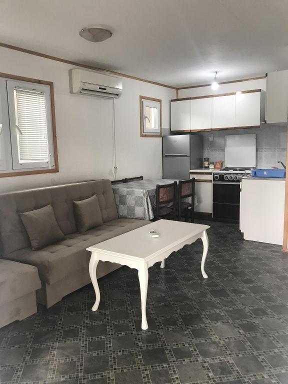 Kuchyň nebo kuchyňský kout v ubytování Ada Bojana Apartmani