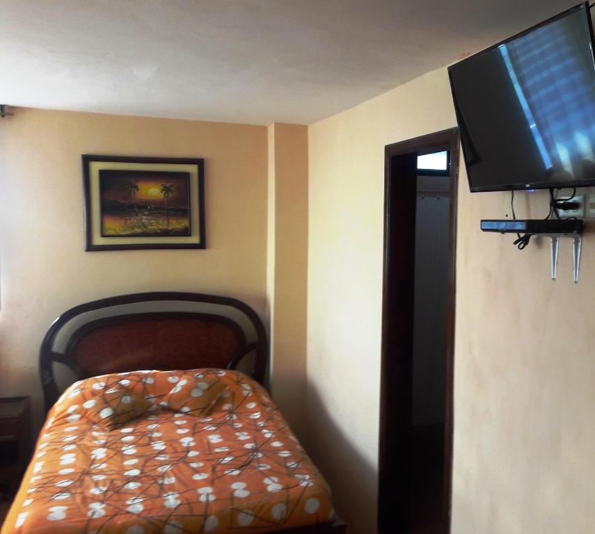 Postel nebo postele na pokoji v ubytování Hostal Haziel