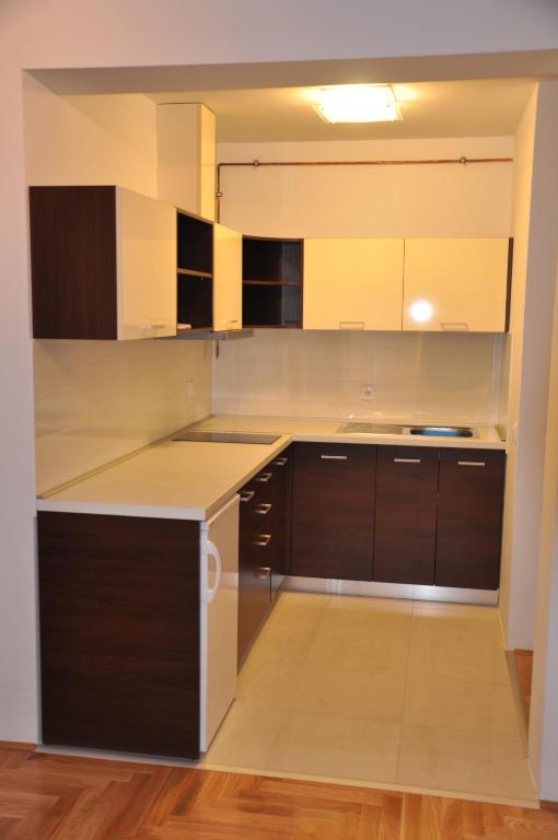 Kuchyň nebo kuchyňský kout v ubytování Park Srce Apartments