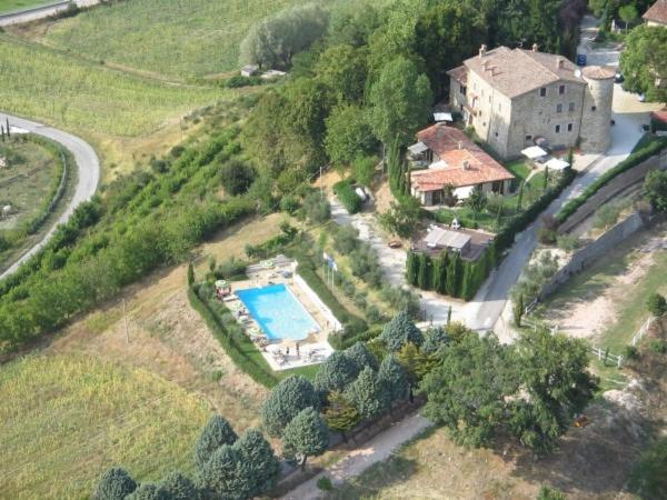 widok z lotu ptaka na dom z basenem w obiekcie Agriturismo Castello Di San Vittorino w mieście Gubbio