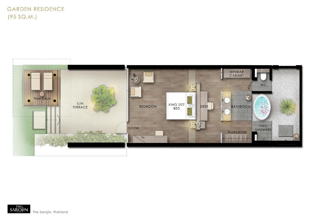 a plan of a floor plan of a house at The Sarojin in Khao Lak