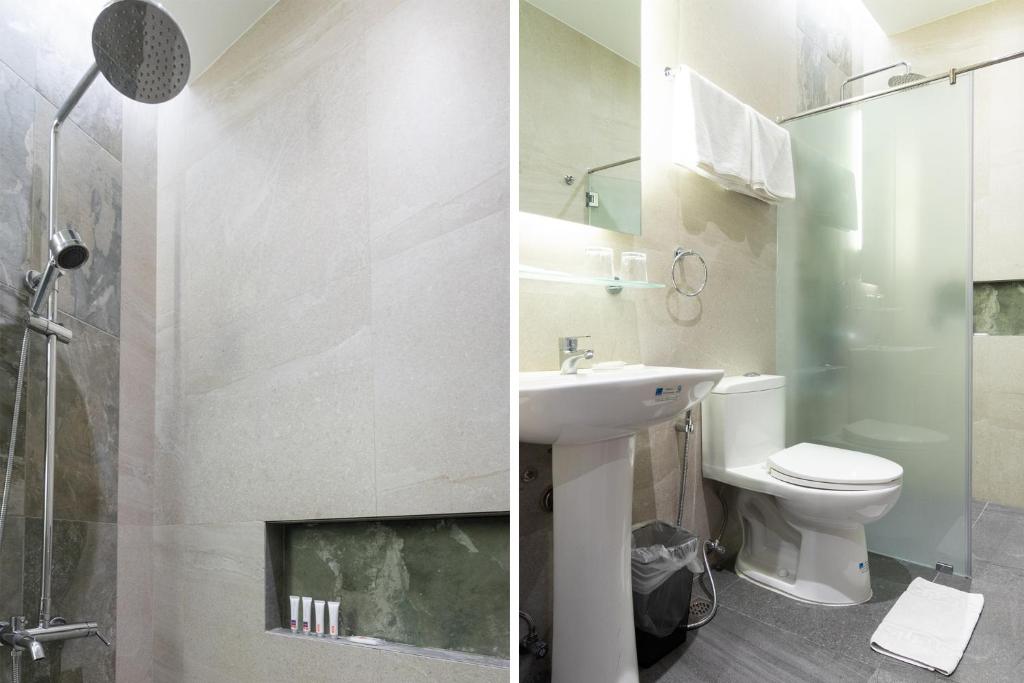Koupelna v ubytování Solace Hotel