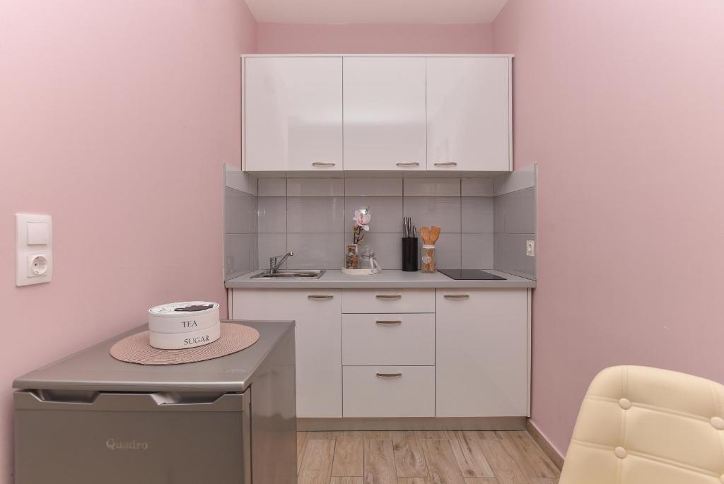 Kuchyň nebo kuchyňský kout v ubytování Studio Apartment Deluxe