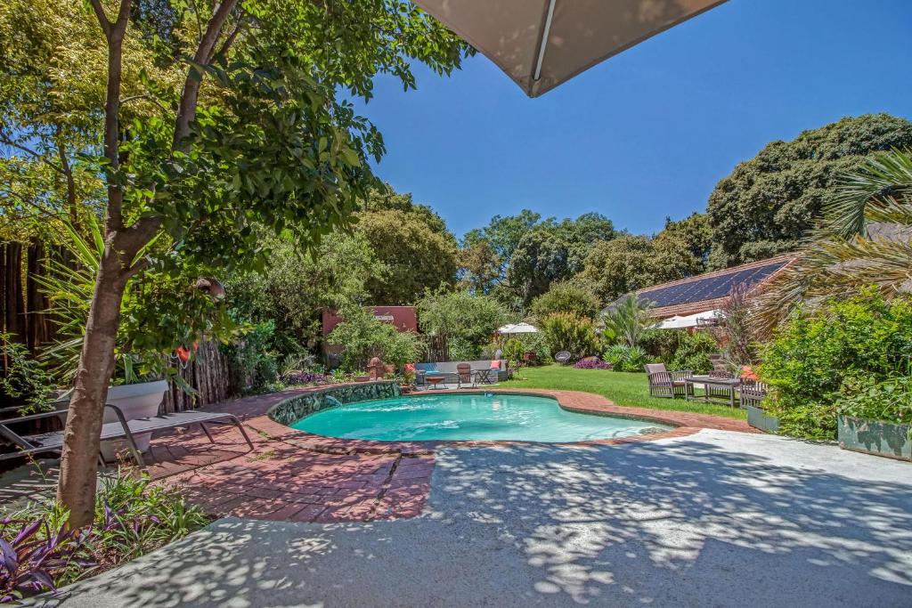 a swimming pool in a yard with a tree at Sitatunga Guest Lodge - Sandton - Airport Shuttle - Solar & Borehole in Johannesburg