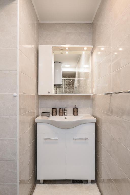 Kuchyň nebo kuchyňský kout v ubytování S & V Deluxe Apartments