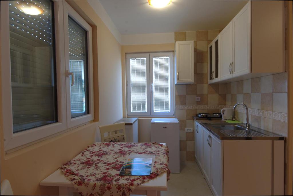 Kuchyň nebo kuchyňský kout v ubytování Apartments Astel