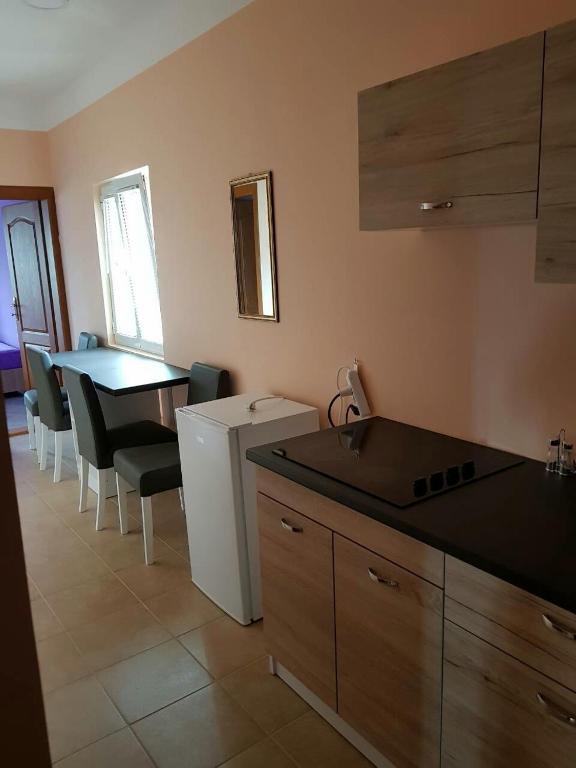 Kuchyň nebo kuchyňský kout v ubytování Apartments Astel