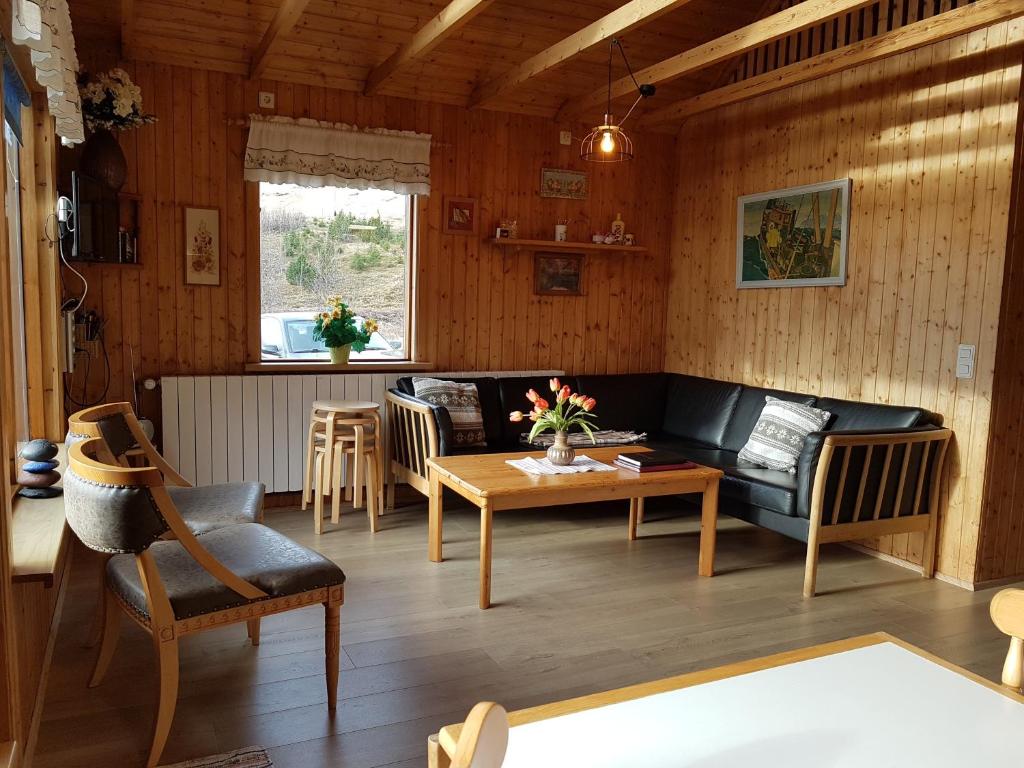 Posezení v ubytování Ásólfsskáli Cottage
