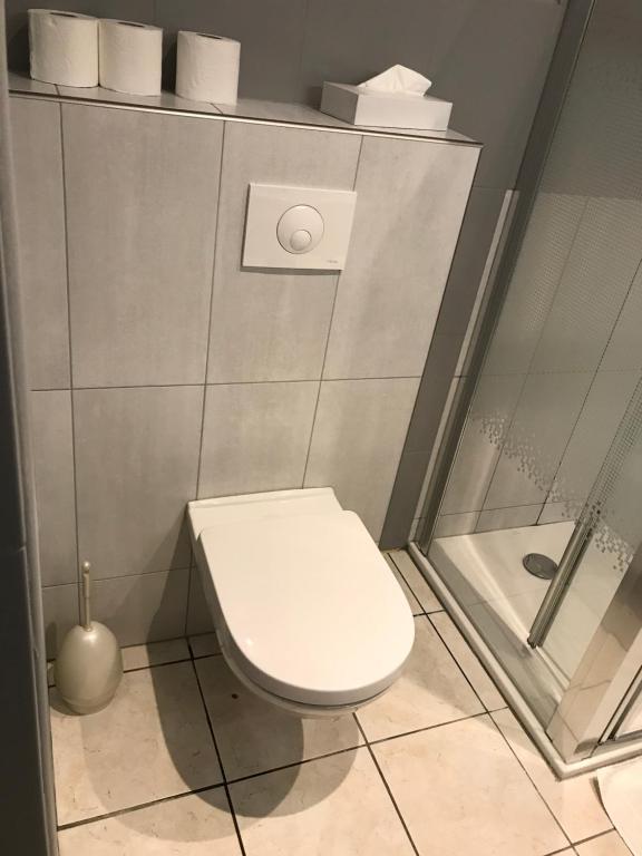 Koupelna v ubytování Hôtel Les Frangins