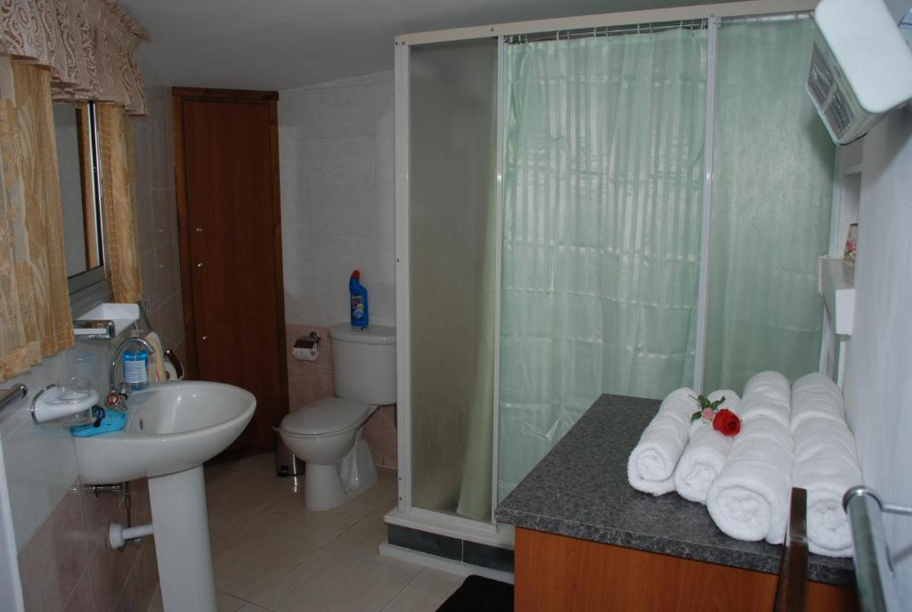 Koupelna v ubytování Kanarinis Apartments