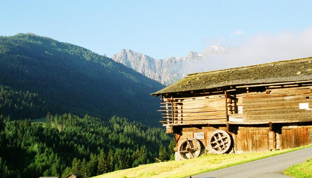 Nespecifikovaný výhled na hory nebo výhled na hory při pohledu z farmy