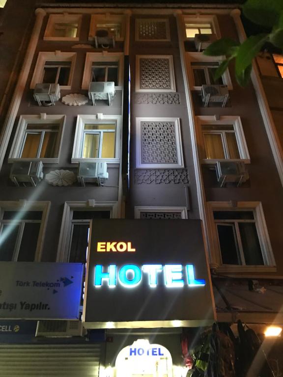 a hotel sign on the side of a building at Ekol Hotel in Istanbul