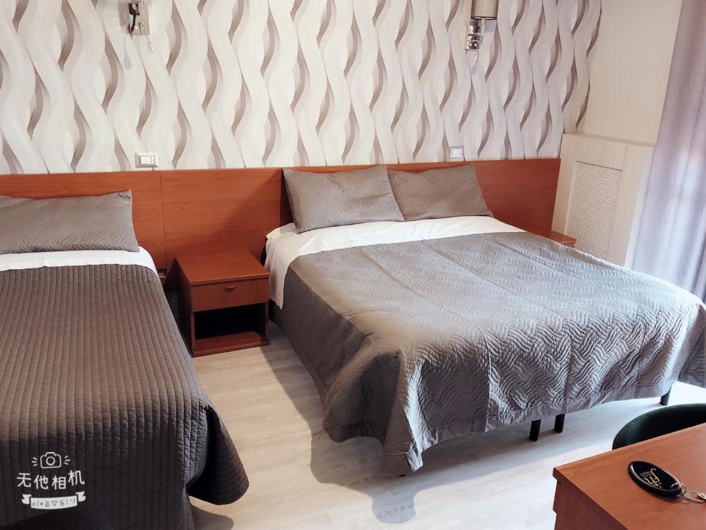 Postel nebo postele na pokoji v ubytování Hotel Frejus