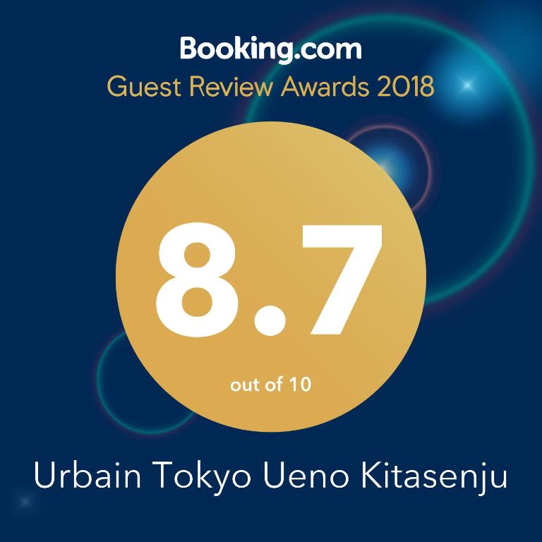 Certifikát, hodnocení, plakát nebo jiný dokument vystavený v ubytování Urbain Tokyo Ueno Kitasenju