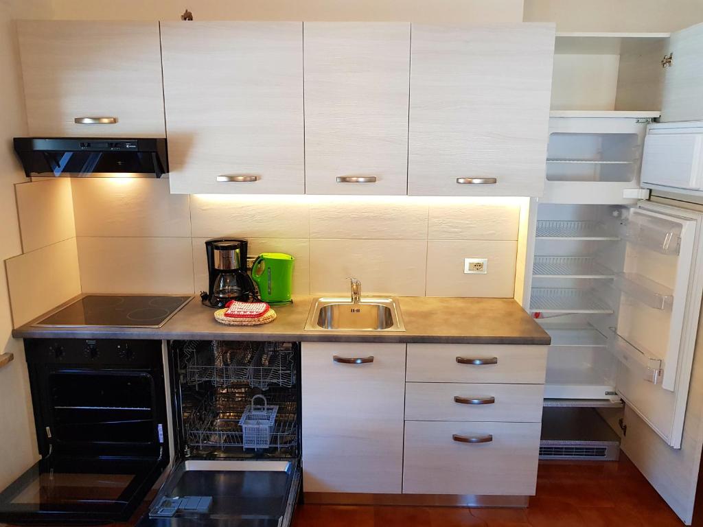 Kuchyň nebo kuchyňský kout v ubytování Residence La Zondra