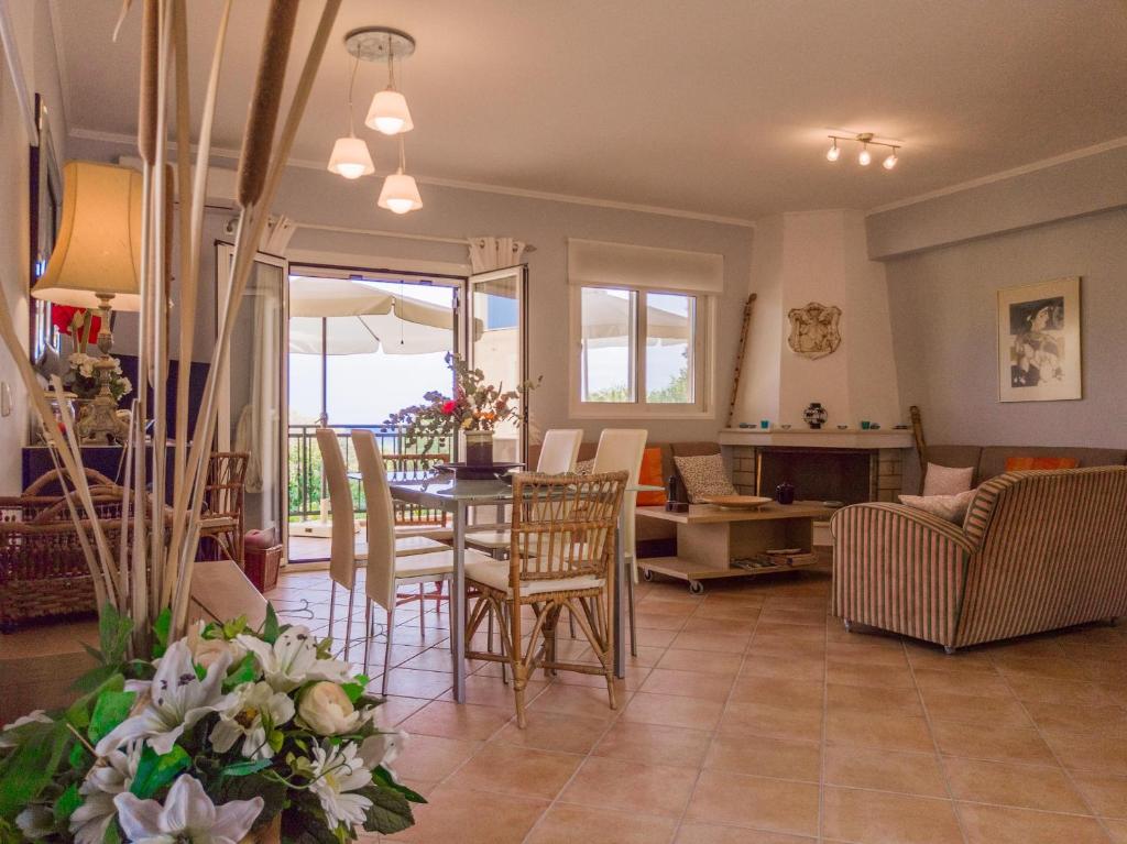 A seating area at Kounopetra Beach Luxury Villas