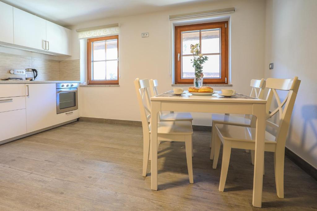 Kuchyň nebo kuchyňský kout v ubytování Apartmaji Tina