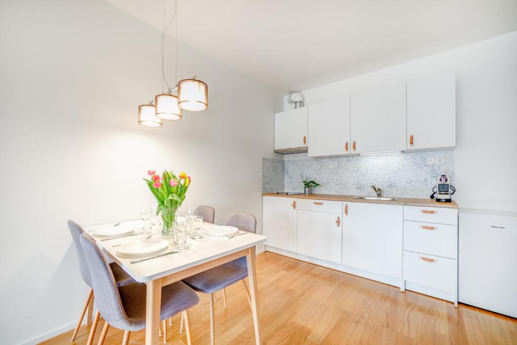 Kuchyň nebo kuchyňský kout v ubytování Mill Apartments