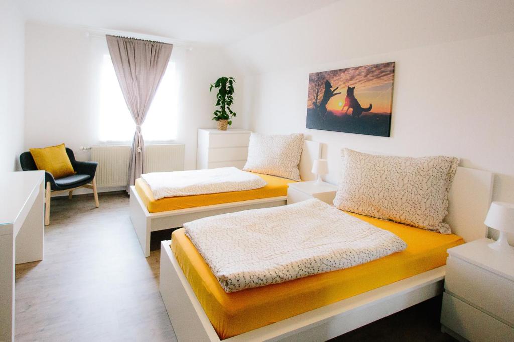 Postel nebo postele na pokoji v ubytování Steira-Studios