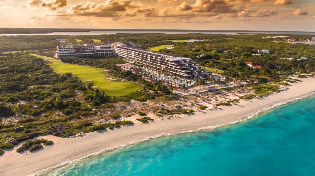 an aerial view of the resort and the beach at Atelier Playa Mujeres- Adults Only - All Inclusive Resort in Cancún