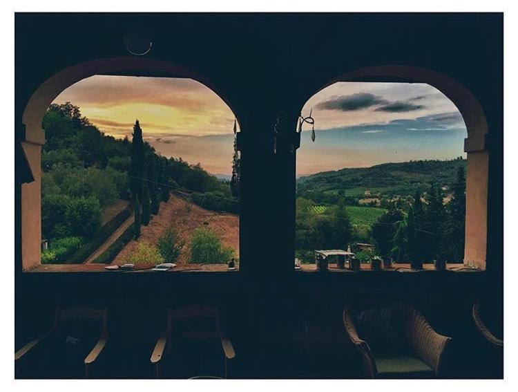 a window with a view of a mountain view at Villa I Bossi in Arezzo